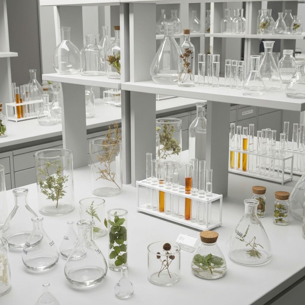Research laboratory with botanical specimens